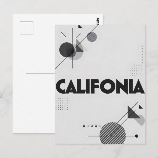 California Art Print – Unieke Lettering Briefkaart (Voorkant / Achterkant)