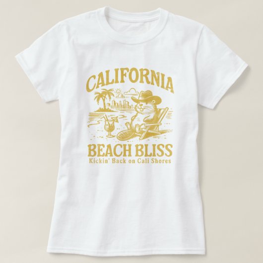 California Beach Bliss op Cali Shores T-shirt (Design voorkant)