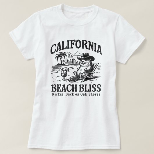 California Beach Bliss op Cali Shores T-shirt (Design voorkant)