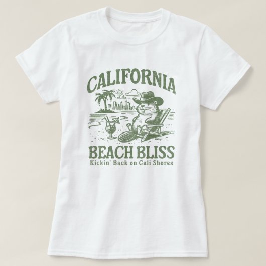 California Beach Bliss op Cali Shores T-shirt (Design voorkant)
