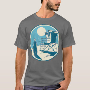 California beach design with lifeguard tower and t-shirt