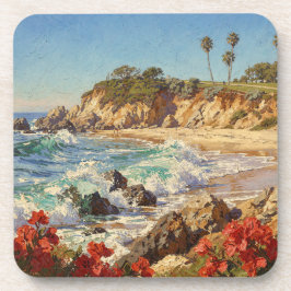  California Beach | Impressionist Coastal Art Bier Onderzetter