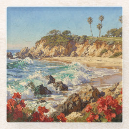 California Beach | Impressionist Coastal Art Glazen Onderzetter