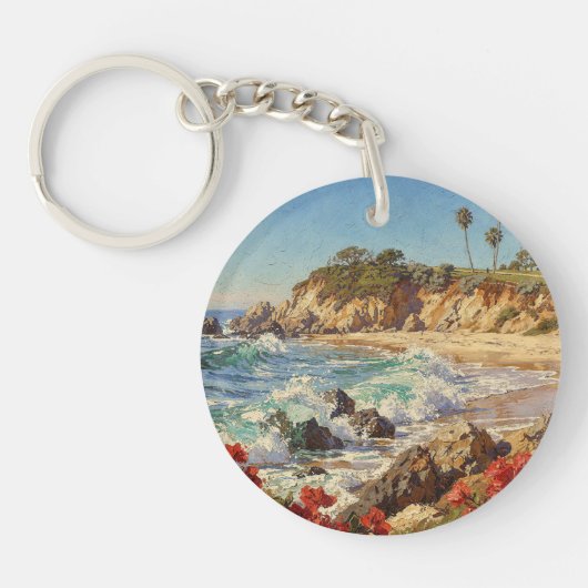  California Beach | Impressionist Coastal Art Sleutelhanger (Voorkant)