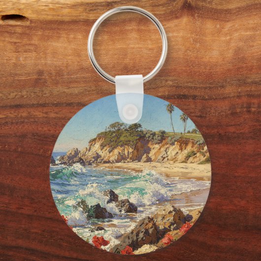 California Beach | Impressionist Coastal Art Sleutelhanger (Achterkant)