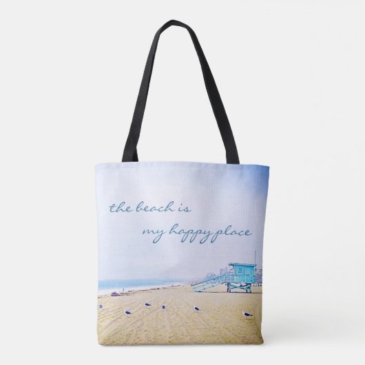 California Beach is Mijn Happy Place Quote Script Tote Bag (Achterkant)