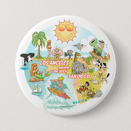 California Beach Life Ronde Button 7,6 Cm (Voorkant)