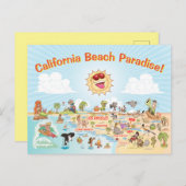 California Beach Paradise Cartoon Briefkaart (Voorkant / Achterkant)