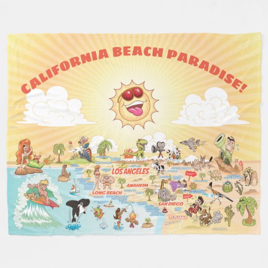California Beach Paradise Fleece Deken (Voorkant (Horizontaal))