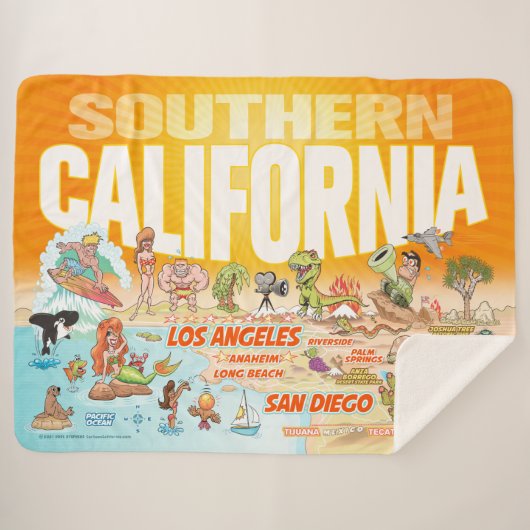 California Beach Paradise Sherpa Deken (Voorkant (horizontaal))