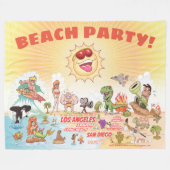 California Beach Party Fleece Deken (Voorkant (Horizontaal))