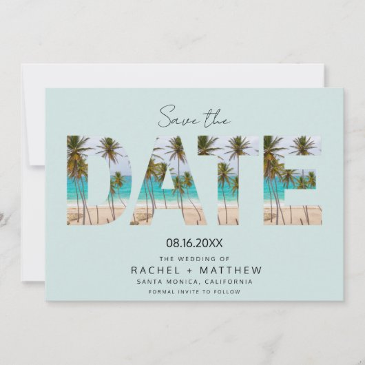 California Beach Photo Wedding Save the Date (Voorkant)