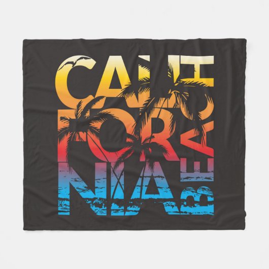 California Beach Poster Fleece Deken (Voorkant (Horizontaal))