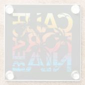 California Beach Poster Glazen Onderzetter (Achterkant)