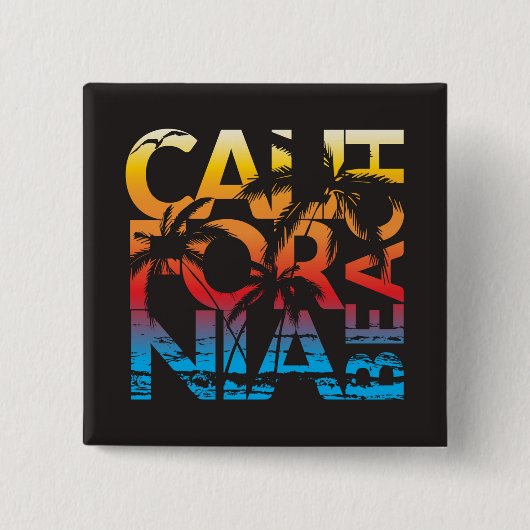 California Beach Poster Vierkante Button 5,1 Cm (Voorkant)