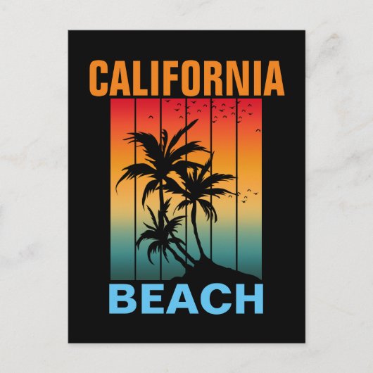 CALIFORNIA BEACH  RETRO ZONSONDERGANG CUSTOM BRIEFKAART (Voorkant)