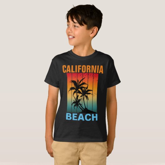 CALIFORNIA BEACH  RETRO ZONSONDERGANG CUSTOM T-SHIRT (Voorkant volledig)