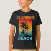 CALIFORNIA BEACH  RETRO ZONSONDERGANG CUSTOM T-SHIRT (Voorkant)
