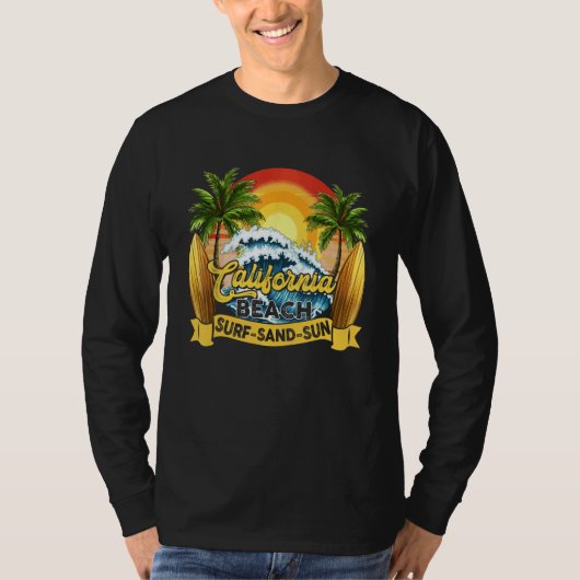 California Beach Surf Sand Sun Retro Summer  Men W T-shirt (Voorkant)