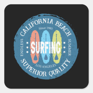 California Beach Surfen Los Angeles Vierkante Sticker
