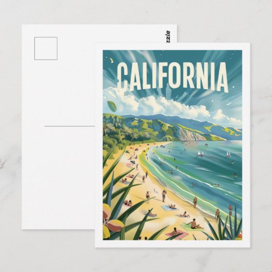California Beach USA Beroemde Vintage Reisplaats Briefkaart (Voorkant / Achterkant)