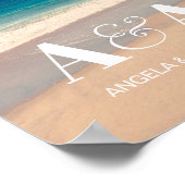 California Beach Wedding Monogram Foto Poster (Hoek)