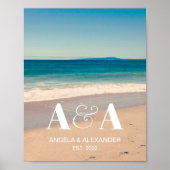 California Beach Wedding Monogram Foto Poster (Voorkant)
