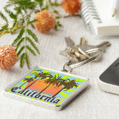 California Beaches Sunset Sleutelhanger (Zijkant)