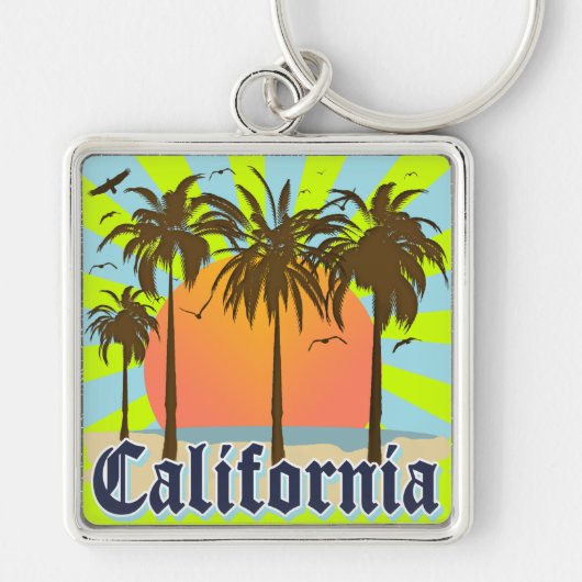 California Beaches Sunset Sleutelhanger (Voorkant)