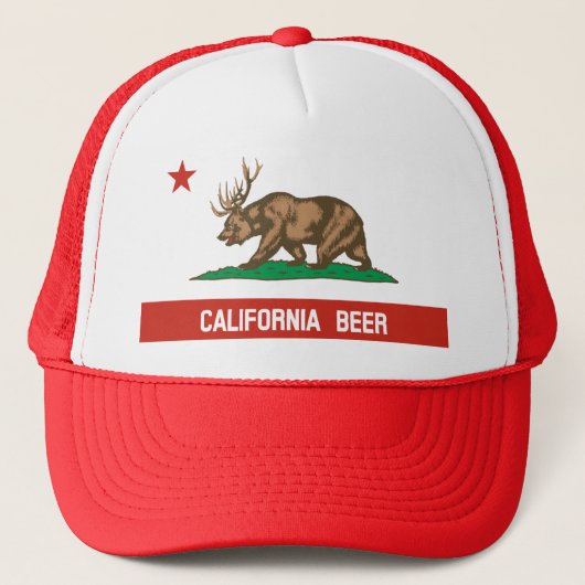 California Beer Beer Deer State Flag Trucker Hat Trucker Pet (Voorkant)