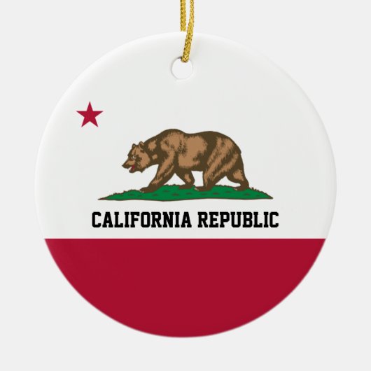 California Beer Republic Flag Grizzly and Star Keramisch Ornament (Voorkant)