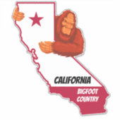 California Bigfoot Country State Map Vehicle Sticker (Voorkant)