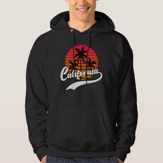 California Black Retro Sunset Hoodie (Voorkant)