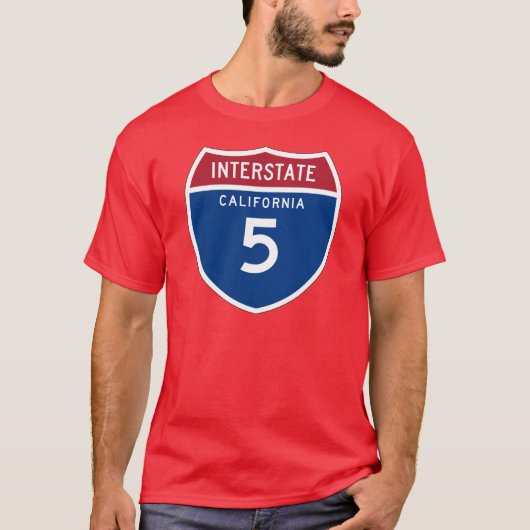 California CA I-5 Interstate Highway Shield - T-shirt (Voorkant)