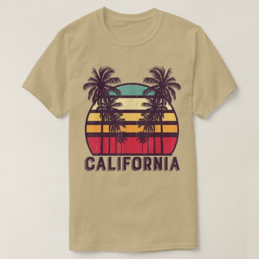 California CA Retro 70s  Skyline Surf T-shirt (Design voorkant)