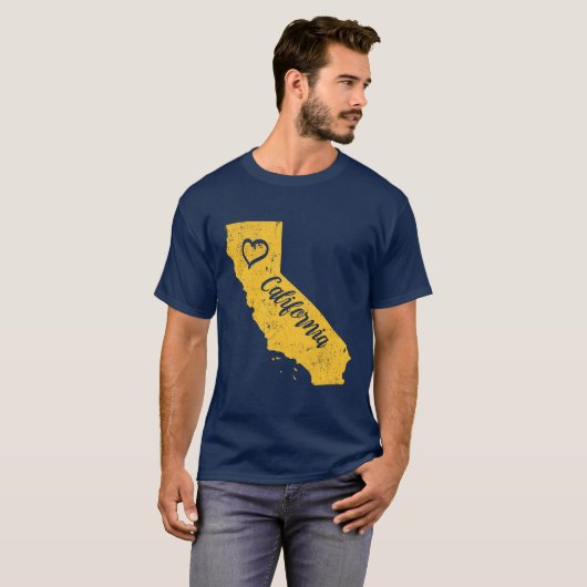 California CA State Love Distress  shirt (Voorkant volledig)