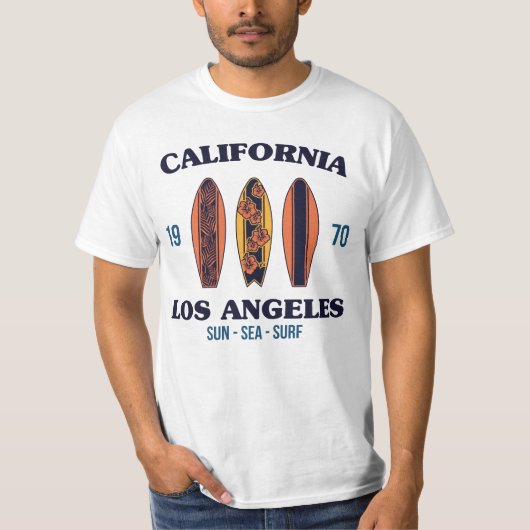 California Ca Surf Retro  70s Surfer Surfi T-shirt (Voorkant)