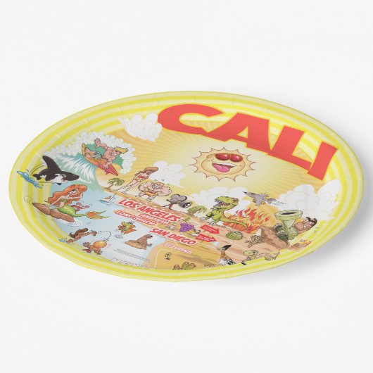 California CALI Beach Paradise Papieren Bordje (Gekanteld)