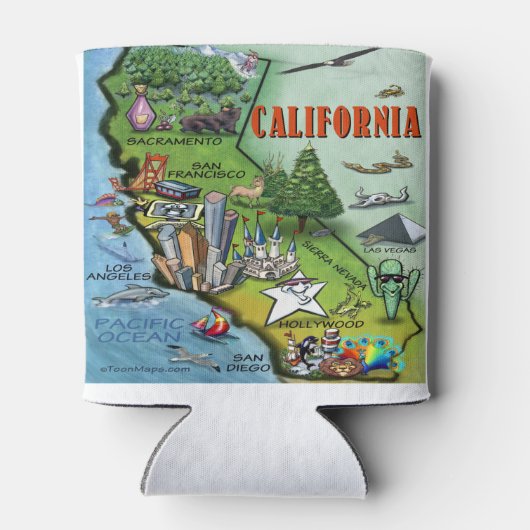 California Cartoon Map Blikjeskoeler (Achterkant)