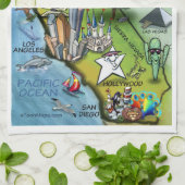 California Cartoon Map Theedoek (Gevouwen)