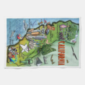 California Cartoon Map Theedoek (Horizontaal)