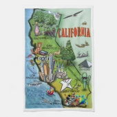 California Cartoon Map Theedoek (Verticaal)