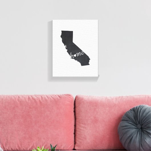 California Chalkboard Home State Kaart Canvas Afdruk (Insitu (Woonkamer))