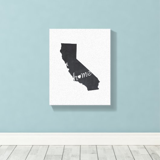 California Chalkboard Home State Kaart Canvas Afdruk (Insitu (Houten vloer))