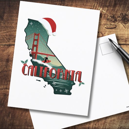 California Christmas State Kaart Illustratie