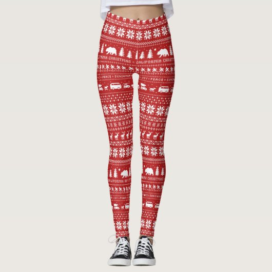 California Christmas Sunny Cali vakantiepatroon Leggings (Voorkant)