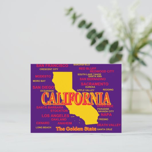California Cities and Towns State Pride Map Briefkaart (Staand voorkant)