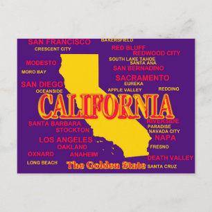 California Cities and Towns State Pride Map Briefkaart
