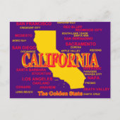California Cities and Towns State Pride Map Briefkaart (Voorkant)