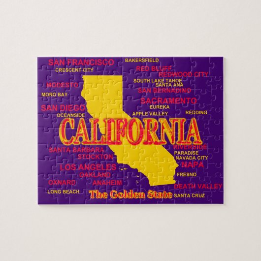 California Cities and Towns State Pride Map Legpuzzel (Horizontaal)